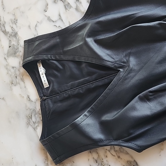 Trina Turk Leather Busted V-neck Mini Dress Size 4 - Picture 12 of 12